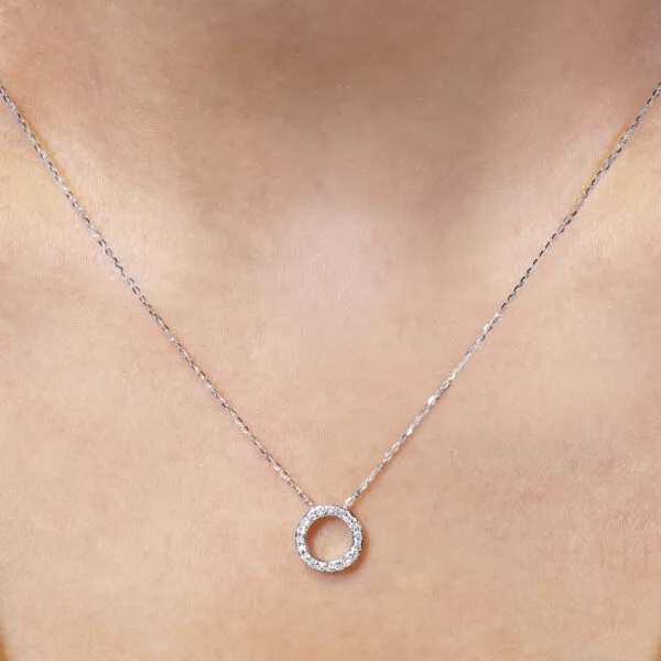 18ct white gold circle diamond necklace - Image 2