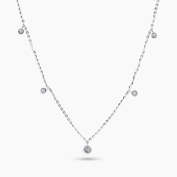 18ct white gold round diamond bezel necklace