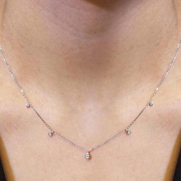 18ct white gold round diamond bezel necklace - Image 2