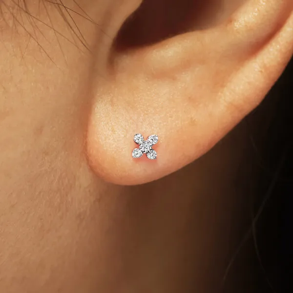 18ct rose gold diamond stud earrings - Image 2
