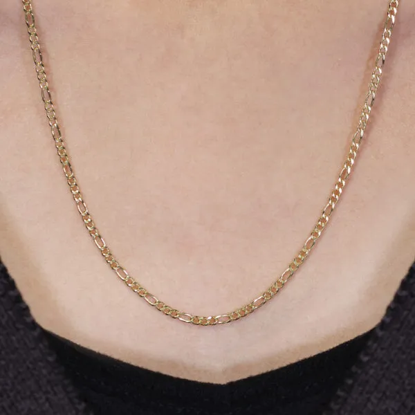 9CT Yellow Gold Figaro 45cm Chain - Image 2